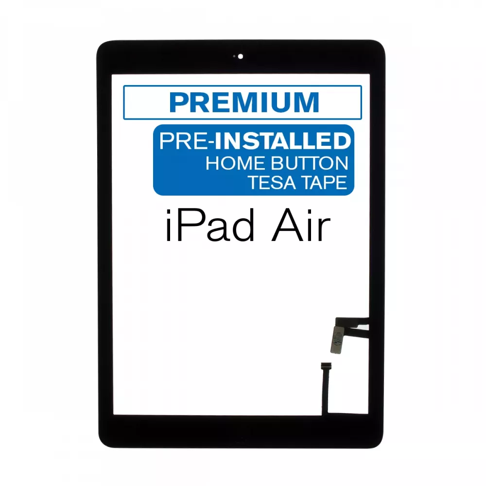 iPad Air Black Touch Screen with Home Button and Tesa Adhesive (Premium)