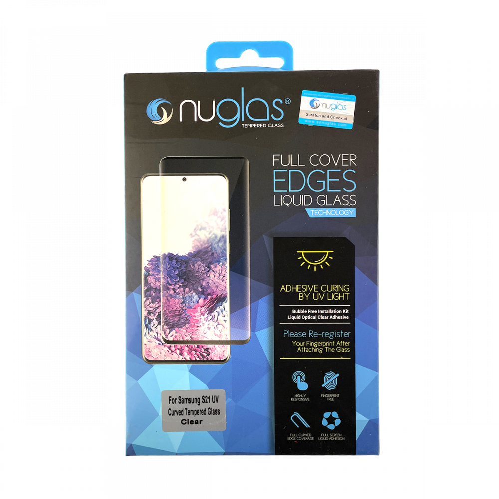 NuGlas Tempered Glass Screen with UV Glue for the Samsung S21 - Clear