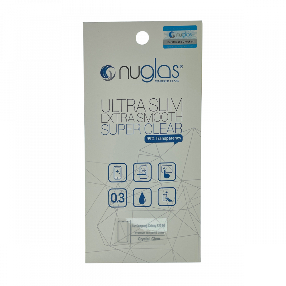 NuGlas Tempered Glass Screen Protector for the Samsung S22 - Clear