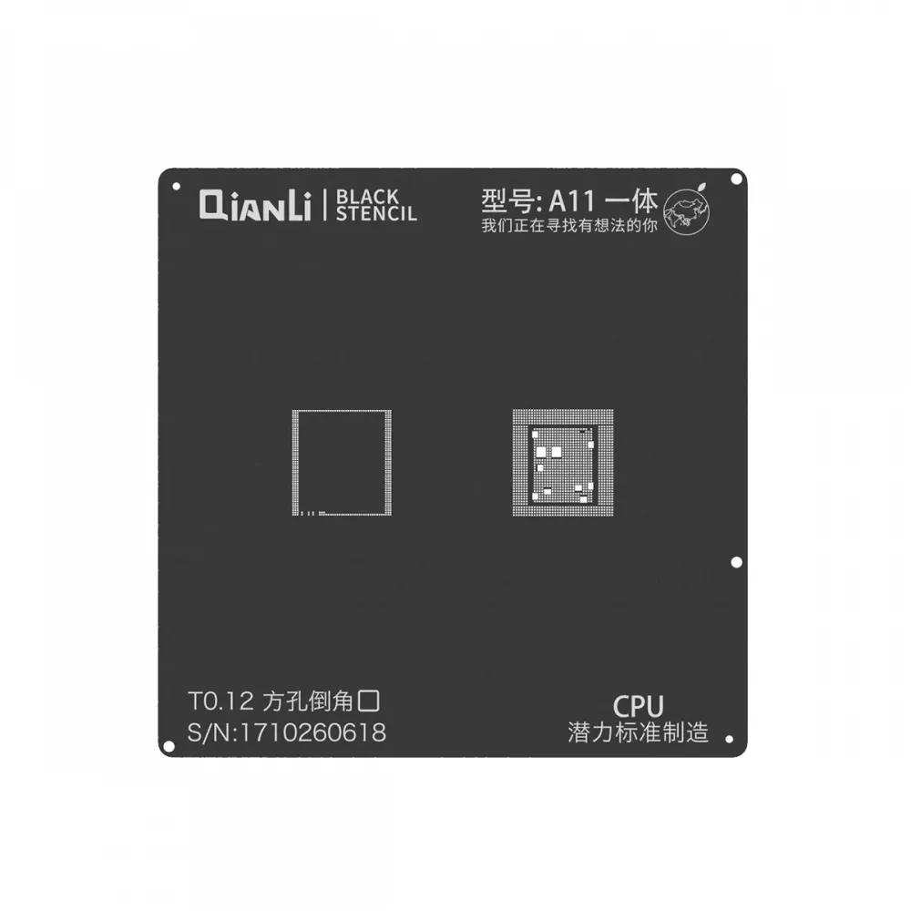 Qianli iPhone 8/8 Plus/X 2D PLUS A11 CPU BGA Re-Balling Stencil - Black