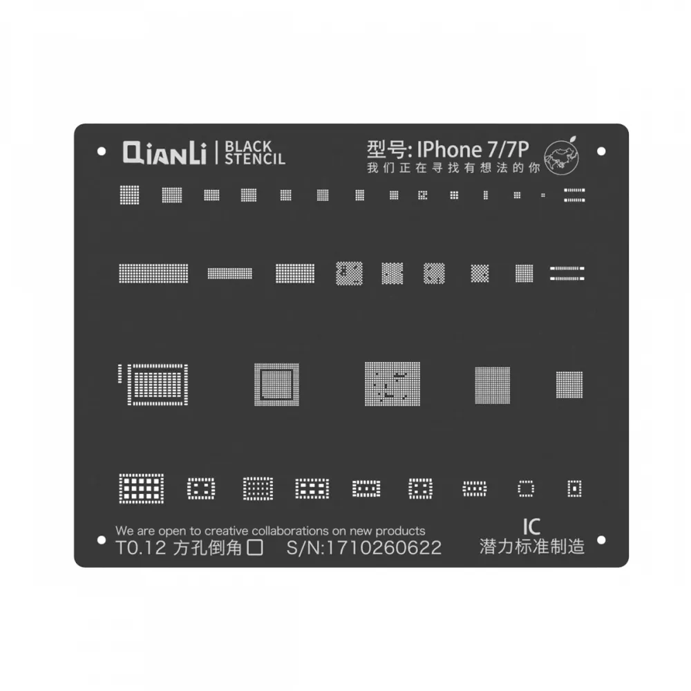 Qianli iPhone 7 2D PLUS IC BGA Re-Balling Stencil - Black