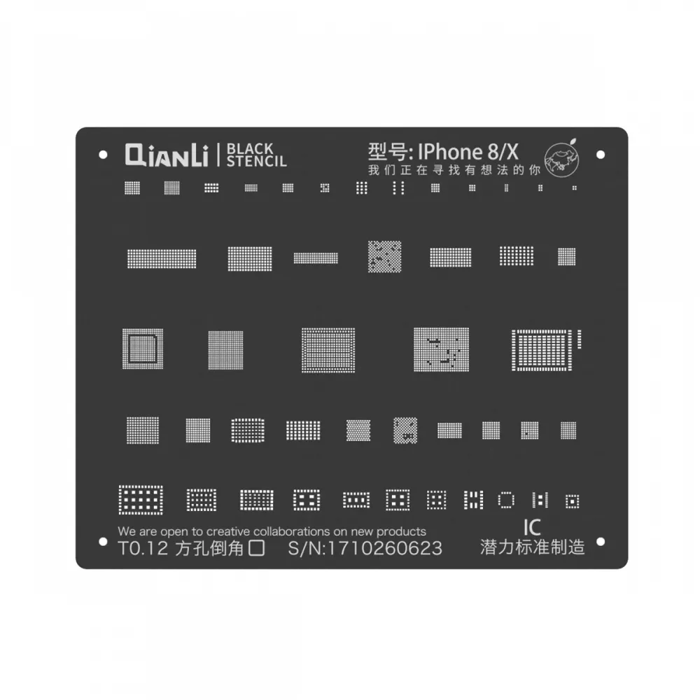 Qianli iPhone 8/X 2D PLUS IC BGA Re-Balling Stencil - Black