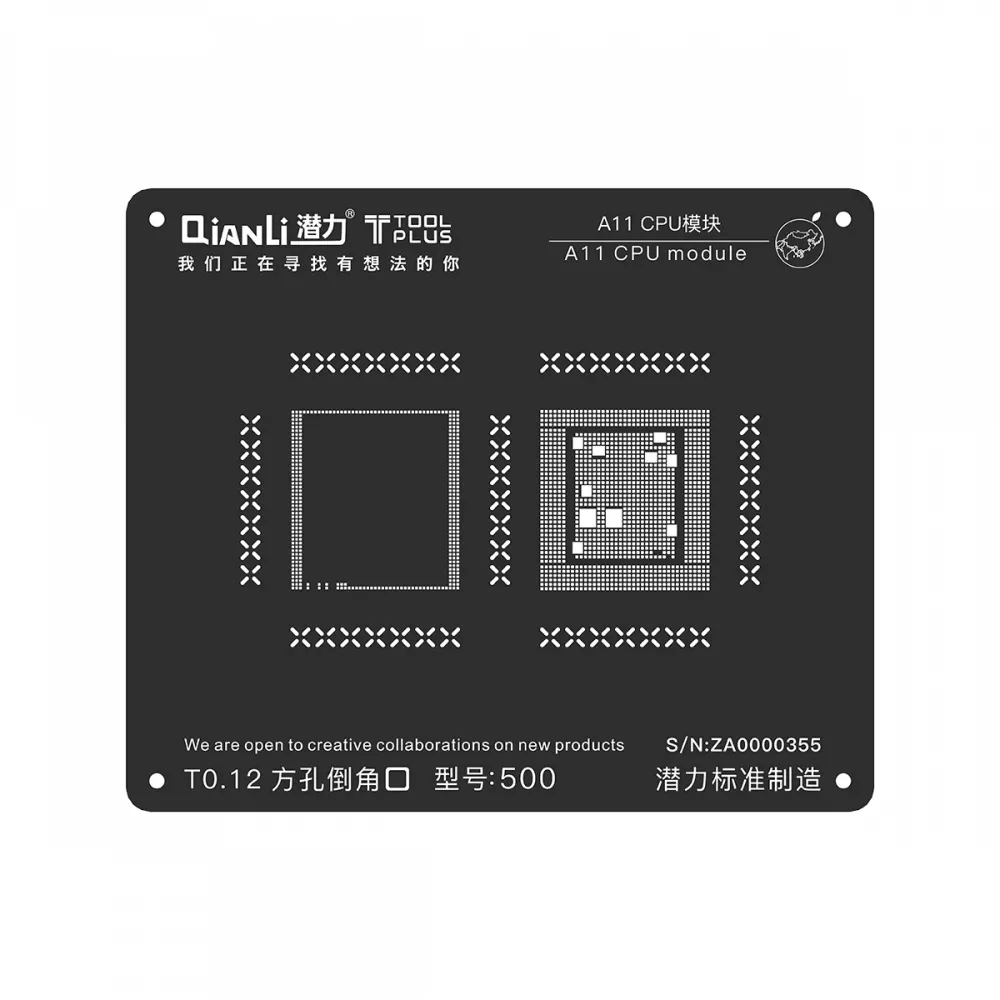 Qianli iPhone 8/8 Plus/X 2D CPU BGA Re-Balling Stencil - Black 