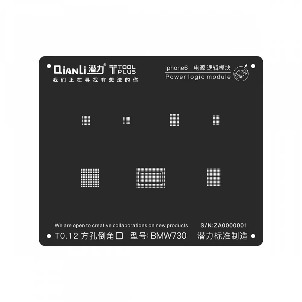Qianli iPhone 6 2D Power Logic BGA Re-Balling Stencil - Black