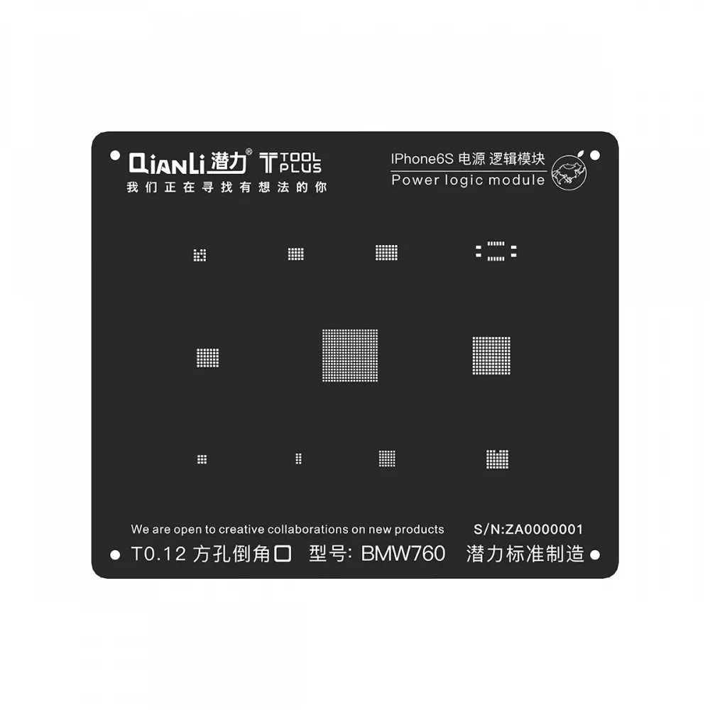 Qianli iPhone 6s 2D Power Logic BGA Re-Balling Stencil - Black