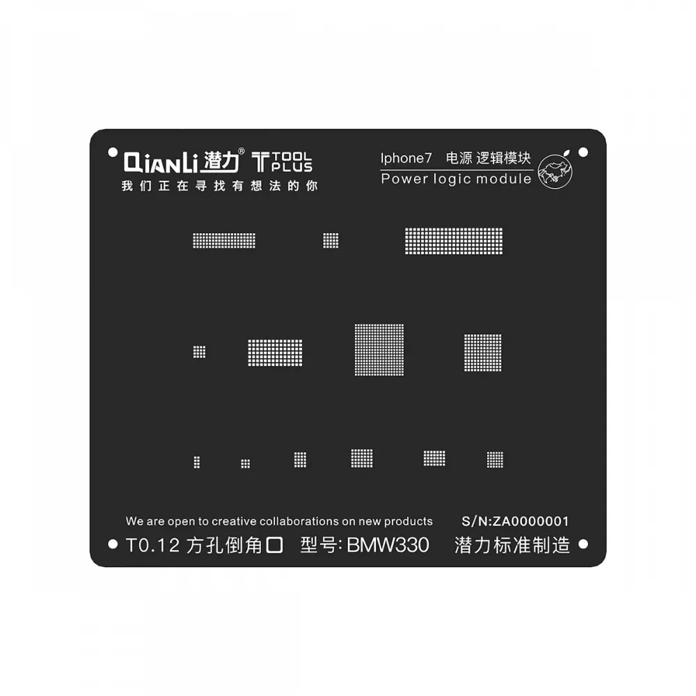 Qianli iPhone 7 2D Power Logic BGA Re-Balling Stencil - Black