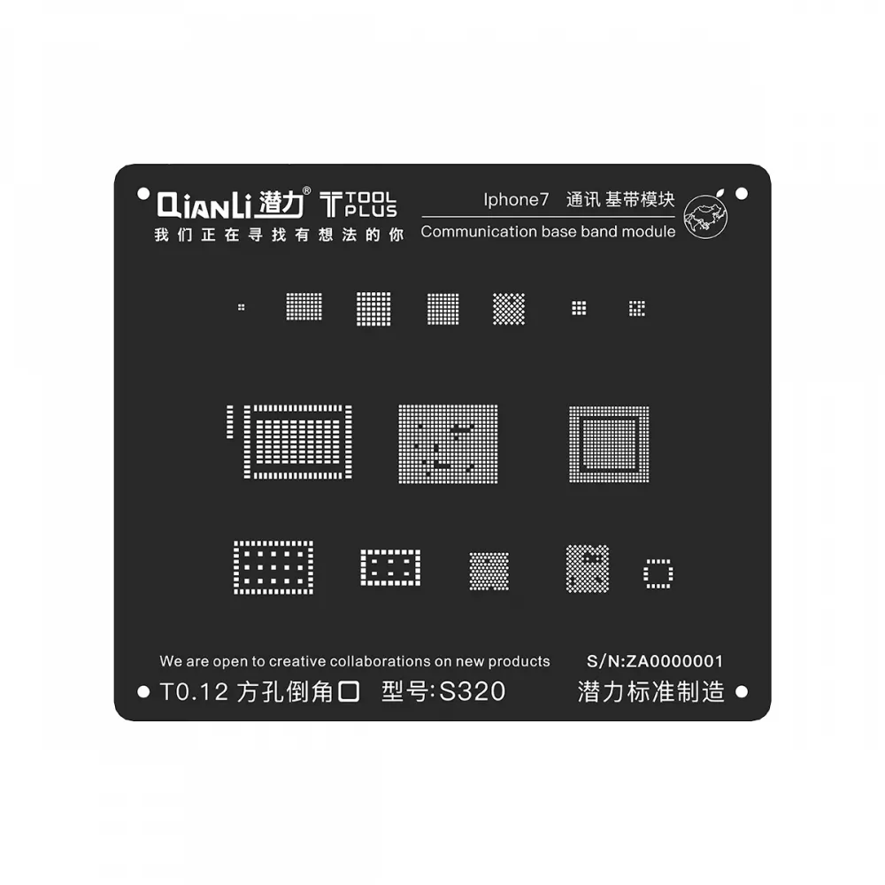 Qianli iPhone 7 2D Communication Base Band BGA Re-Balling Stencil - Black
