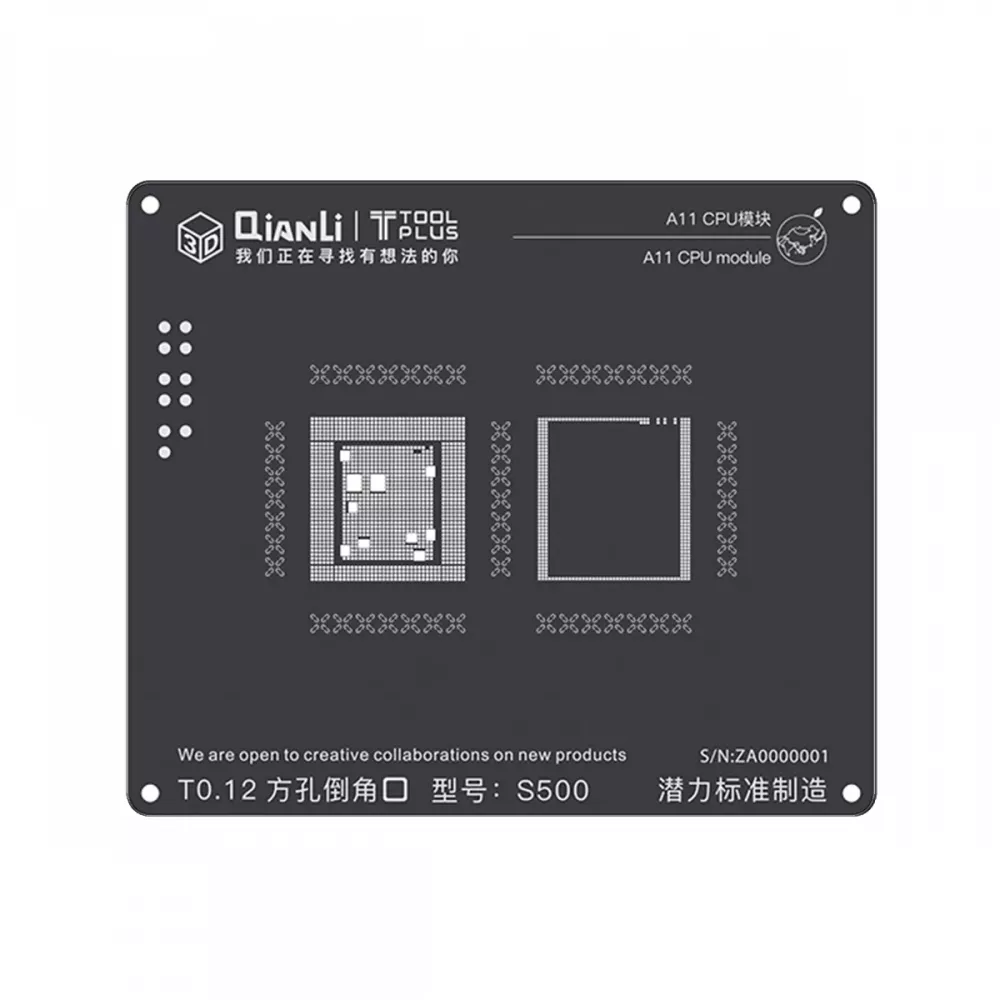 Qianli iPhone 8/8 Plus/X 3D CPU BGA Re-Balling Stencil - Black