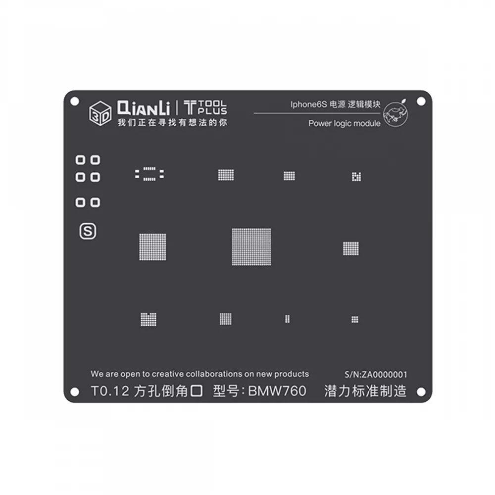 Qianli iPhone 6s 3D Power Logic BGA Re-Balling Stencil - Black
