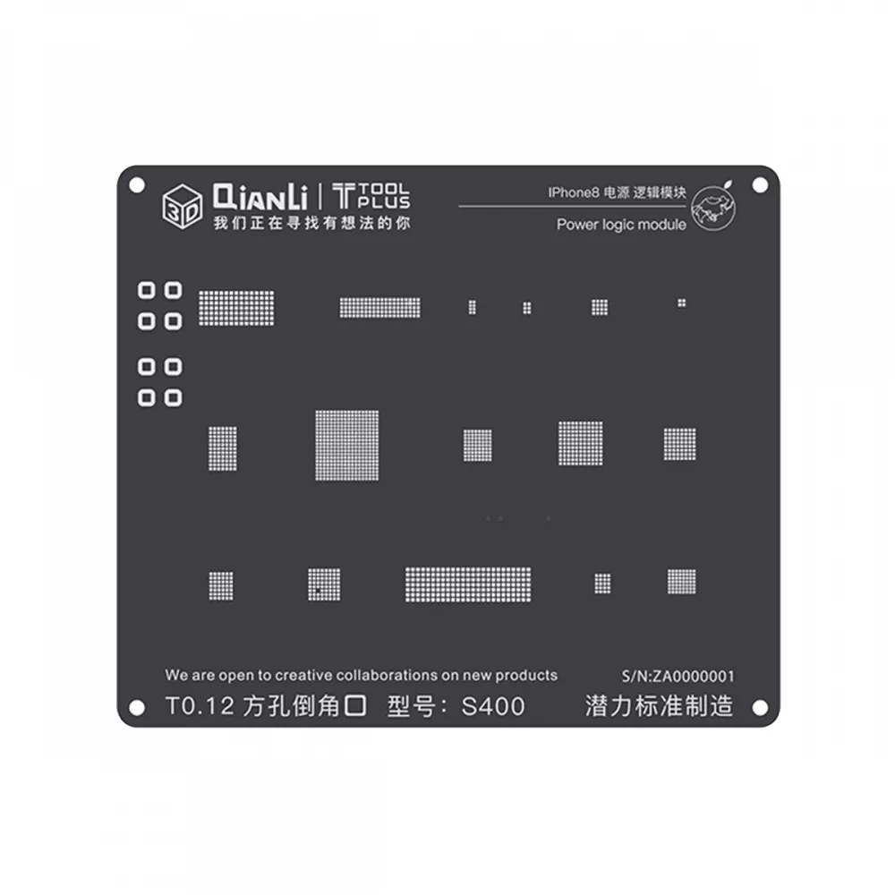 Qianli iPhone 8/X 3D Power Logic BGA Re-Balling Stencil - Black