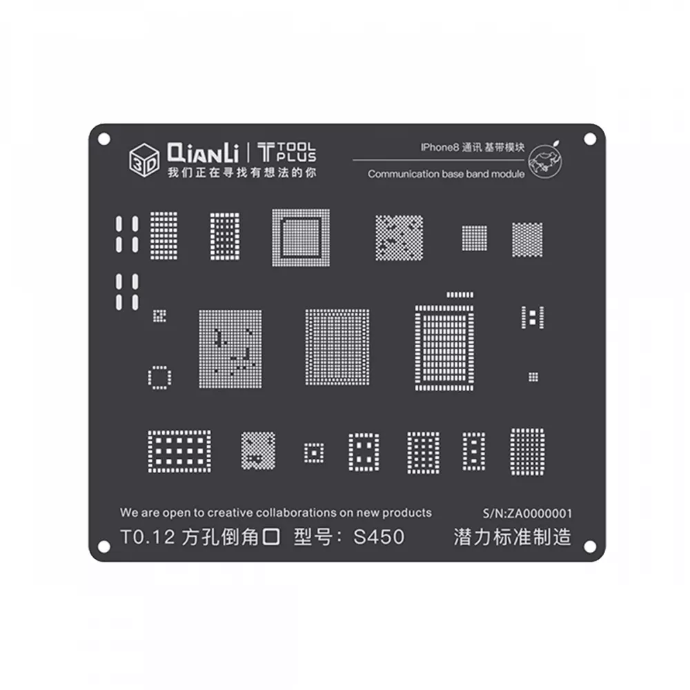 Qianli iPhone 8/X 3D Communication Base Band BGA Re-Balling Stencil - Black
