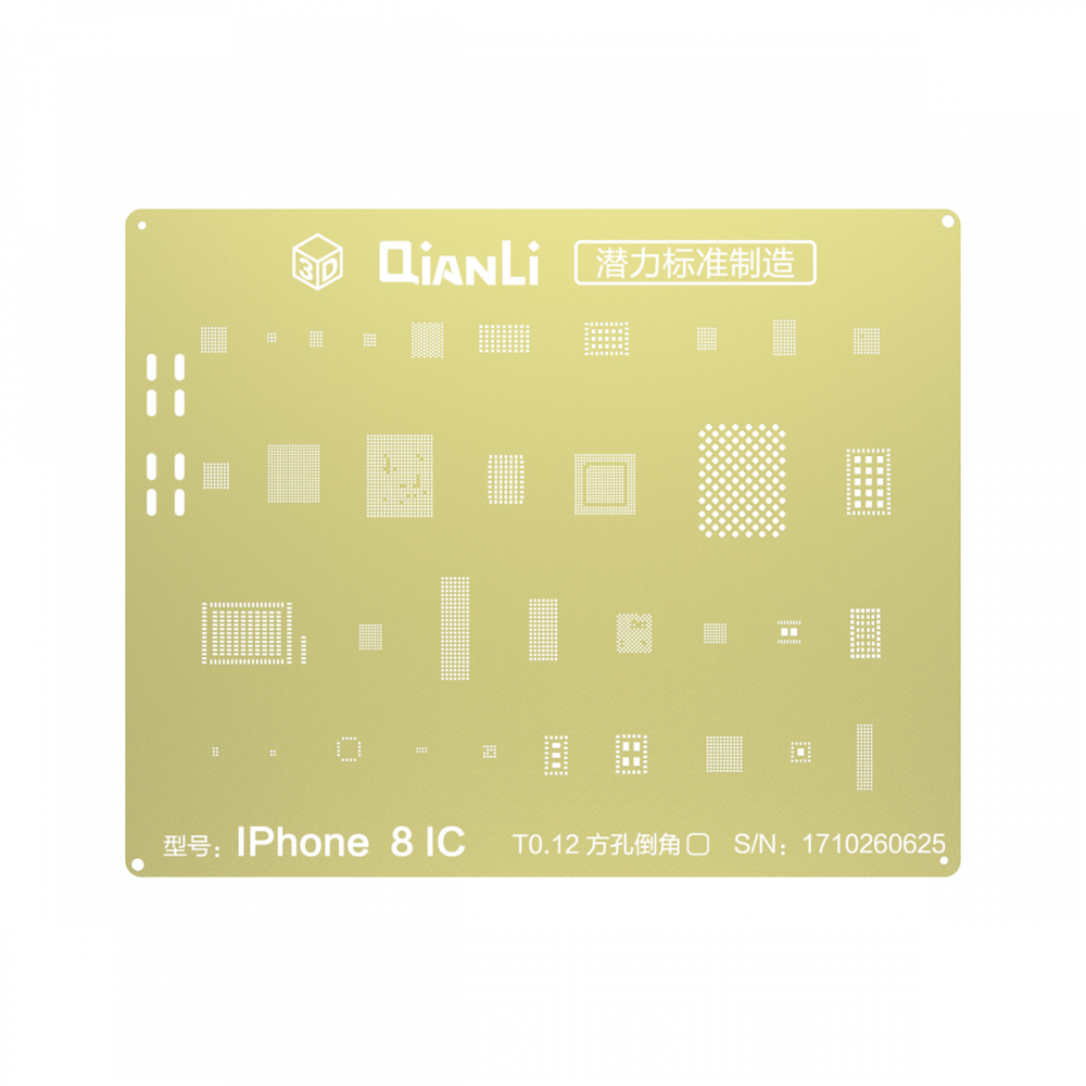 Qianli iPhone 8/X 2D IC BGA Re-Balling Stencil - Gold