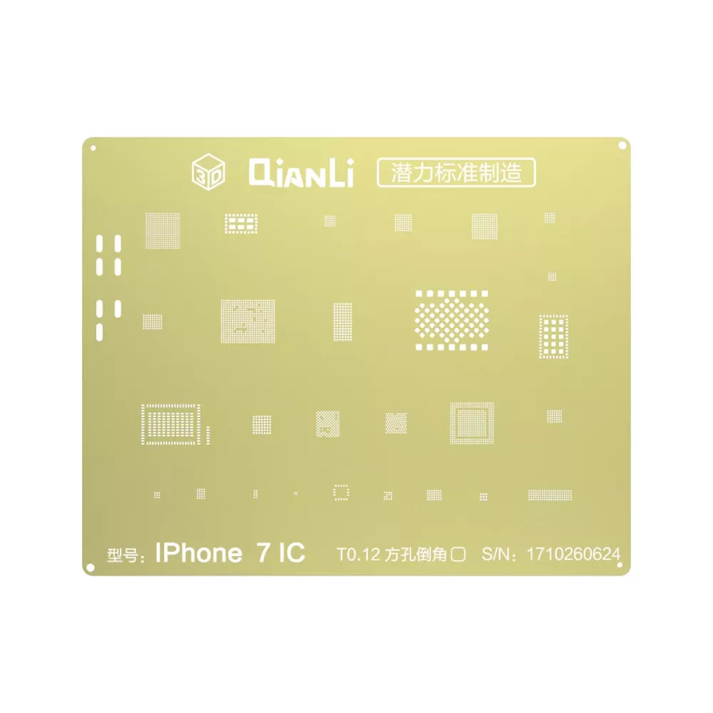 Qianli iPhone 7 3D IC BGA Re-Balling Stencil - Gold