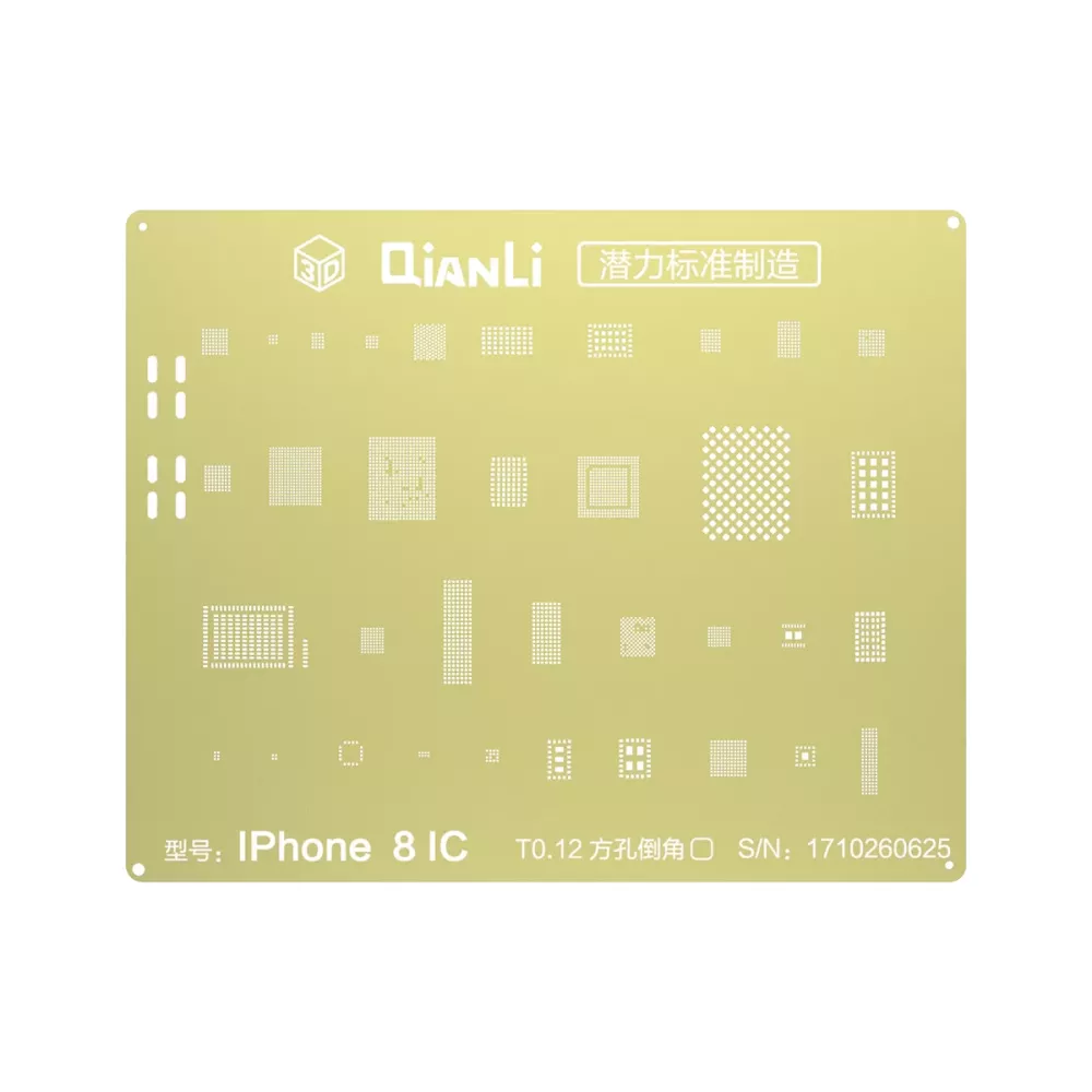 Qianli iPhone 8/X 3D IC BGA Re-Balling Stencil - Gold 