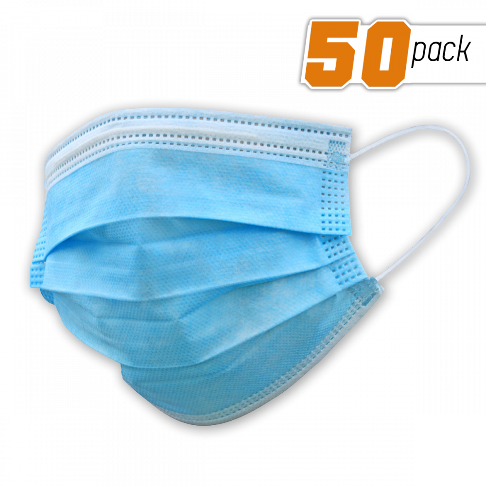 Disposable 3 Ply Face Mask with Ear-loop 50 Pack
