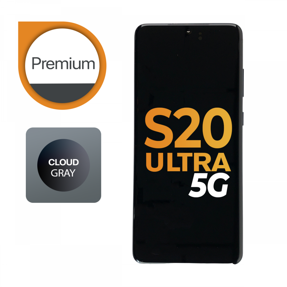 Samsung Galaxy S20 Ultra 5G Screen Assembly with Frame - Cloud Grey (Premium) 