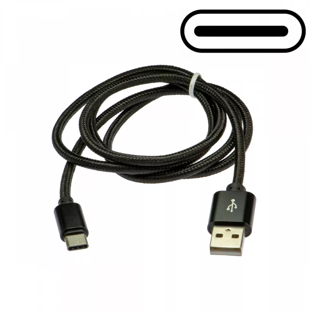 Black USB-C Charge and Sync Braided Cable
