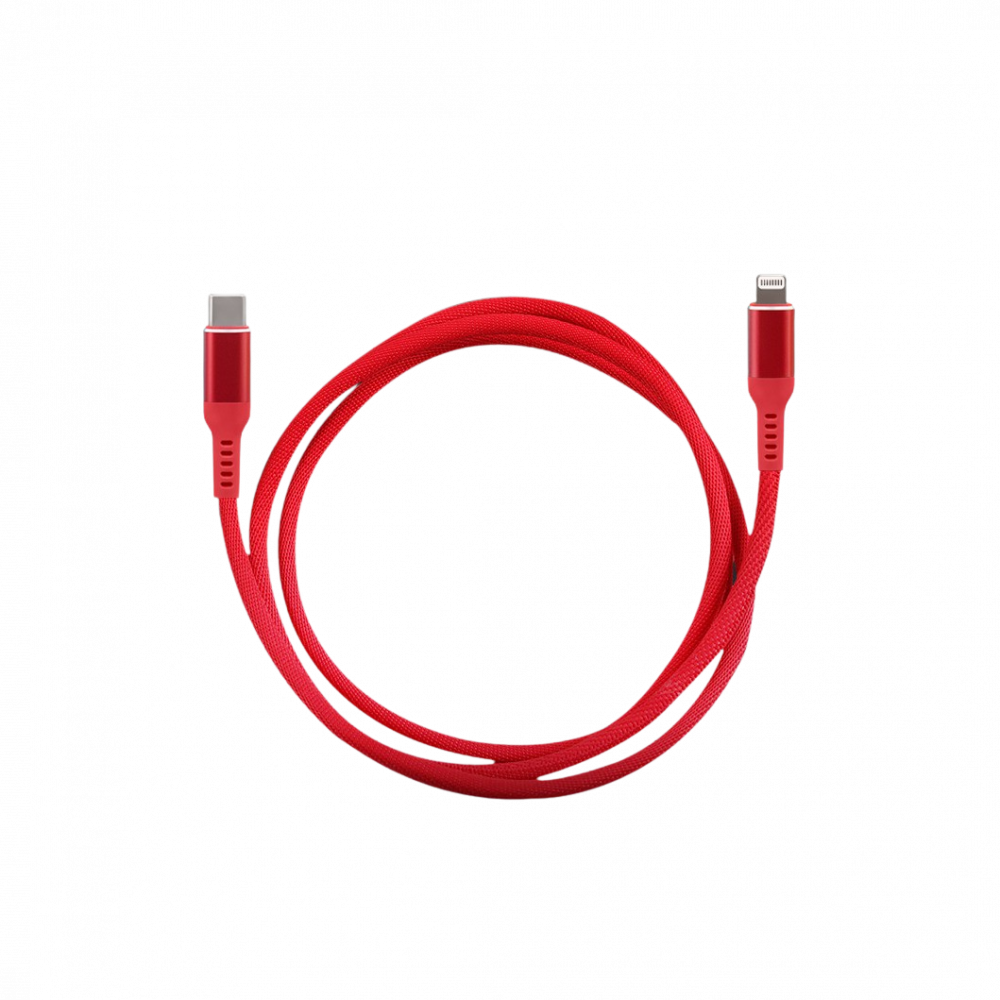 MFI 3 Ft Charge and Sync Cable for Lightning USB Devices - Red