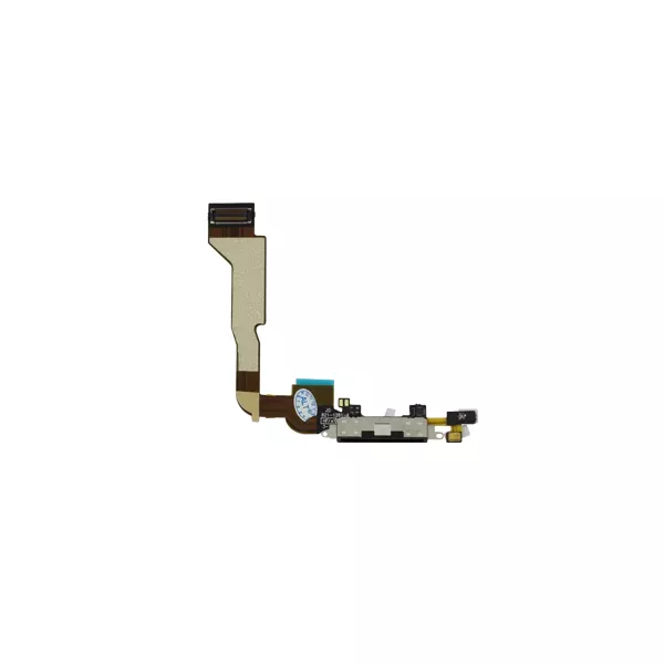 iPhone 4S Dock Port Connector Flex Cable Replacement - Black (Front View)