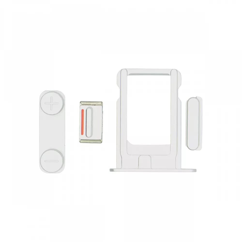 iPhone 5s White/Silver Case Button Set and SIM Card Tray