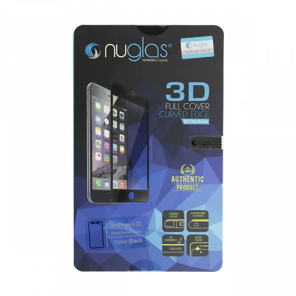 NuGlas Tempered Glass Black Screen Protector for iPhone X (3D)