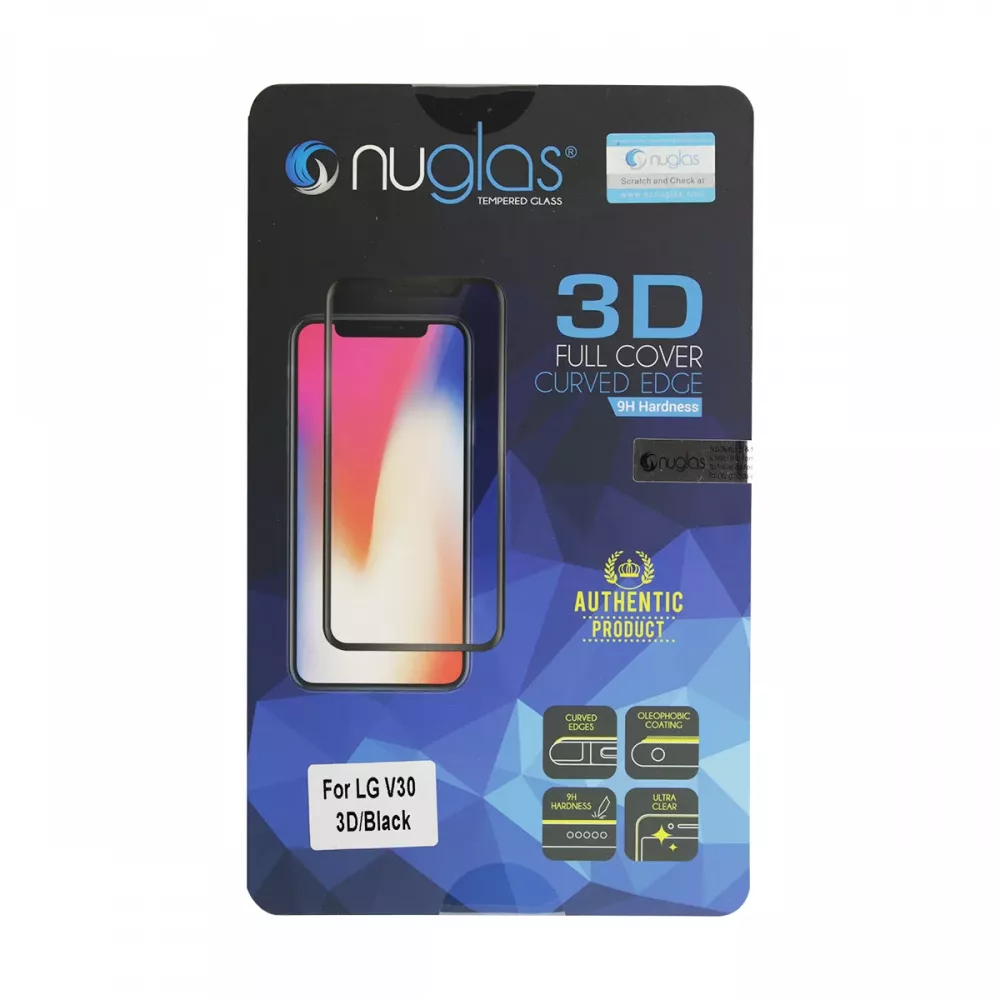 NuGlas Tempered Glass Black Screen Protector for LG V30 (3D)