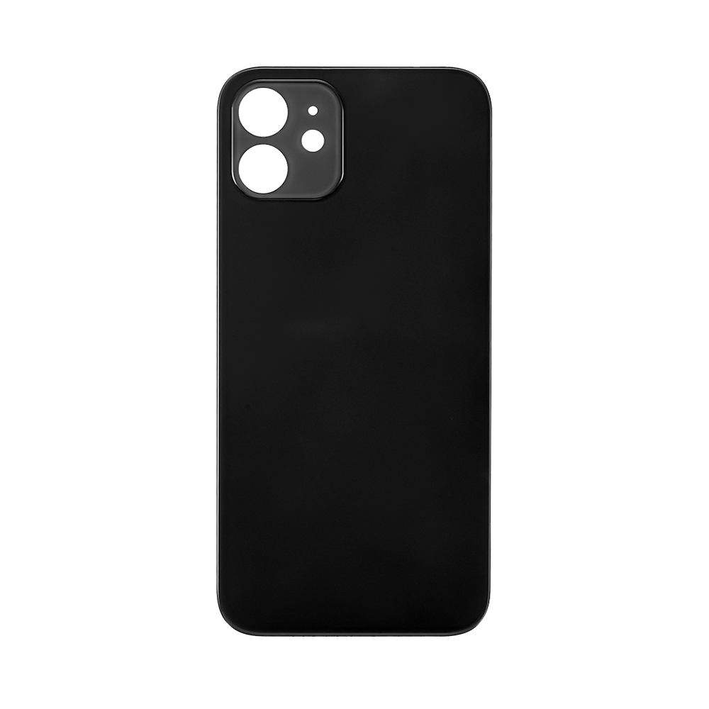 iPhone 12 Back Glass With 3M Adhesive (No Logo / Large Camera Opening) - Black
