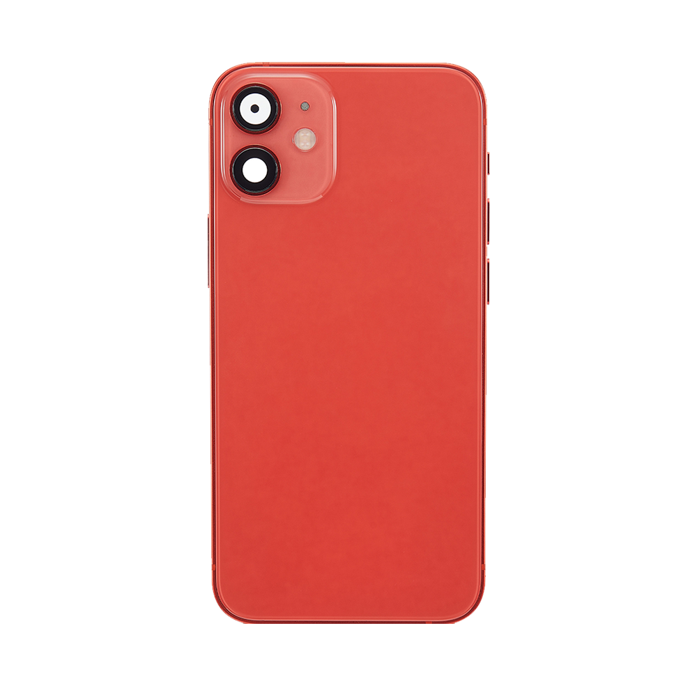 iPhone 12 Mini Back Housing W/ Small Components Pre-Installed - No Logo - Red - Aftermarket Plus