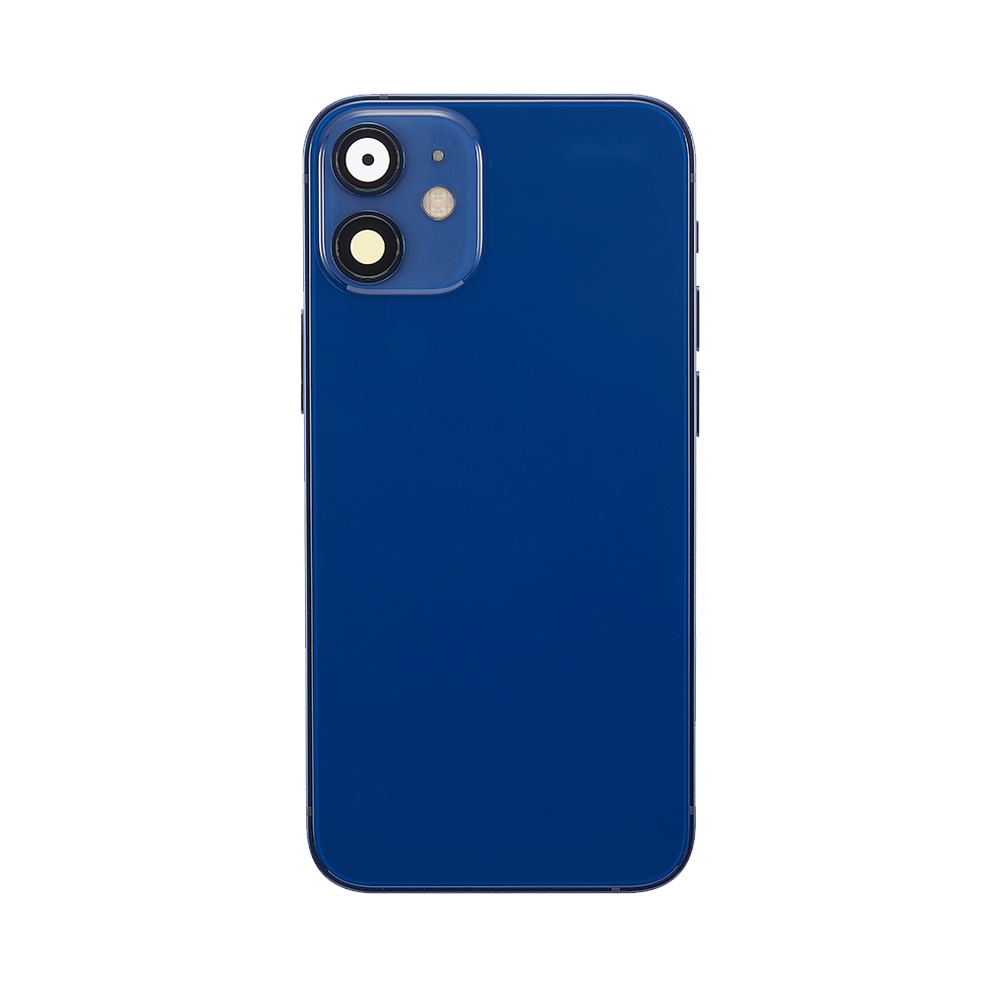 iPhone 12 Mini Back Housing W/ Small Components Pre-Installed - No Logo - Blue - Aftermarket Plus