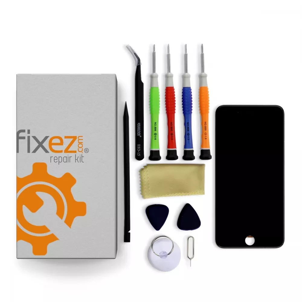iPhone 7 Plus Screen Replacement Repair Kit + Small Parts + Tools + Repair Guide - Black